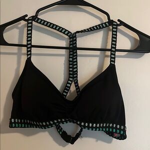 Victorias Secret Black and Green Strappy Bikini Top Bathing suit top summer